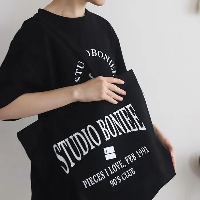 Arch Logo Typography Eco Shoulder Bag Black