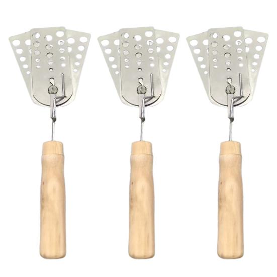 Hot Meat Patty Spatula Heat Resistant Meat Turner Stainless Steel Triple-Blade Spatula Versatile Barbecue Scraper