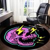 1pc Skull Lightning Office Round Area Rug,  Mat Suitable For Office, Under Office Chairs Bedroom Living Room Home Decor, Room Deco