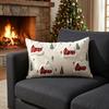 Holiday Gift for Home Decor Christmas Cottage Cushion Cover, Red Snowy House Pillowcase, Decorative Nordic Style Pattern Throw Pillow Case Sofa