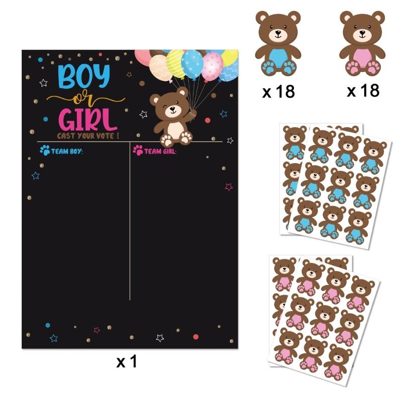 Gender Reveal Poster Games 36 Voting Stickers Party Supplies Decorations