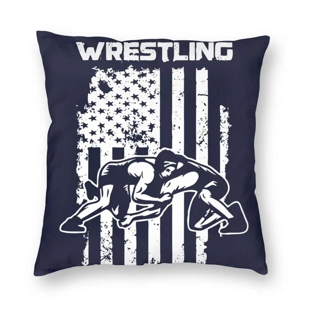 USA Wrestle Wrestler Kämpfer Kampf Kontaktsportarten Quadratischer Kissenbezug Polyester Dekokissen Lustige Kissenbezüge