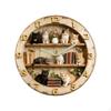 Katzenmotiv Wanduhr Holzoptik mit arabischen Ziffern Rustikal für Buchliebhaber, Wohnzimmer,