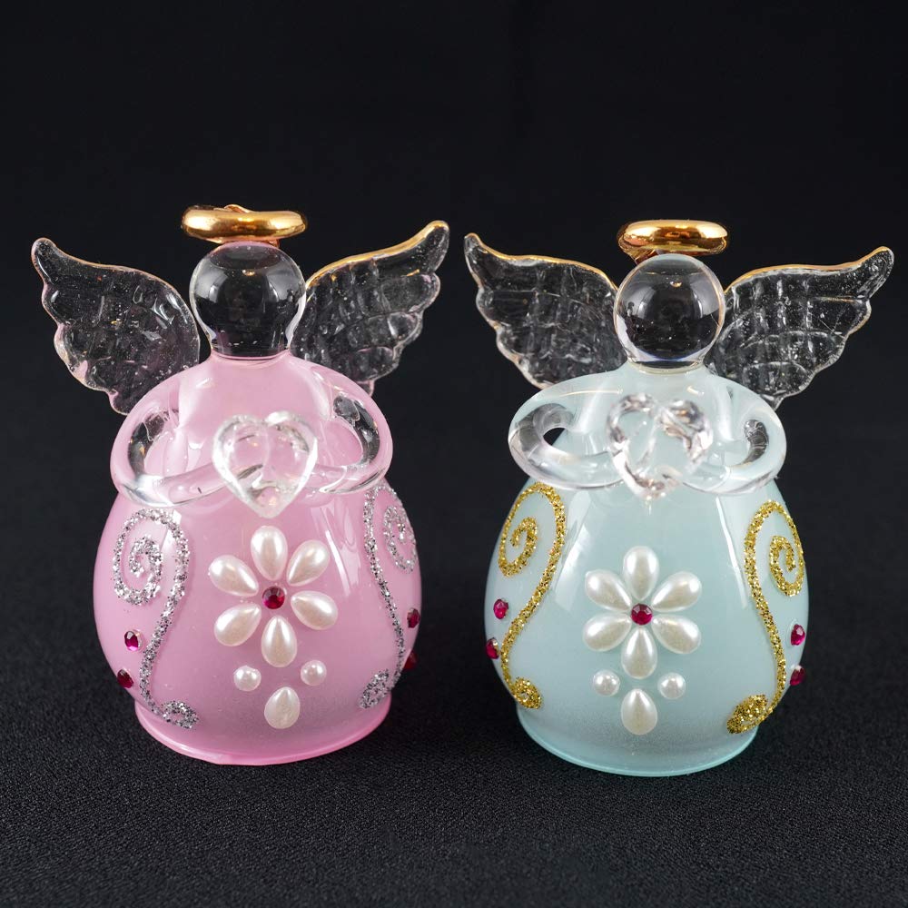 Four Cart Cute Handmade Glass Sugar Angel Bells (Set of 6)