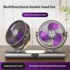 HOMEFISH New Dual Head Fan Home Desktop USB Charging 3-speed Fan Outdoor Camping Desktop Lighting Fan