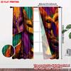 2D Flat Printing 2pcs Curtain Curtains Mardi Gras Colorful Masks(1) Digital Printed Polyester Drapes Party Decorations for