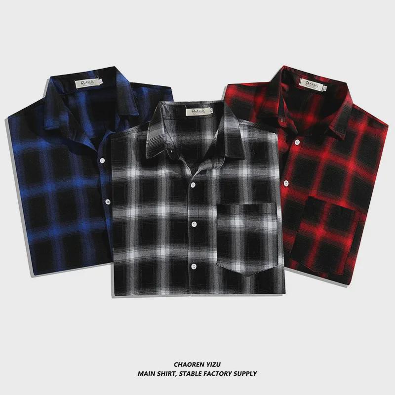 Camicia a quadri a maniche lunghe da uomo: Giacca Stile Coreano Primavera/Autunno 2021 - Trendy e Bello