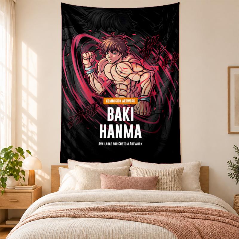 Baki Hanma Wandteppich hohe Qualität zur Dekoration von Wohnzimmer Schlafzimmer Studentenwohnheim Wänden ideal als Schlafzimmer Wandkunst oder Weihnachtsgeschenk