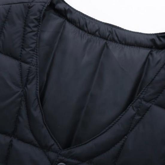Vest Kåpe V-hals Ermeløs Ensfarget Enkel Breasted Vest Kåpe med Lommer Fortykket Vindtett vest med varm bunn
