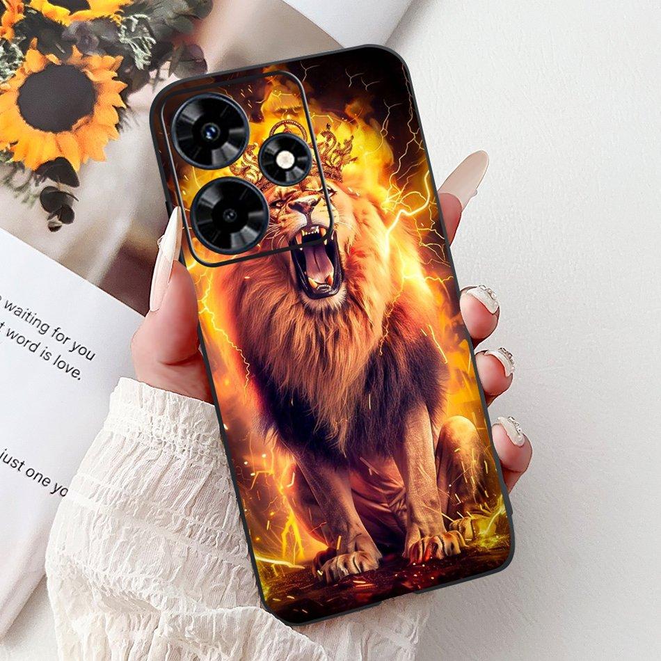 For Infinix Hot 30 Play 30i Hot30 4G Elegant Floral Cat Phone Case For Infinix Hot 30 30Play Hot30i Black Silicone Soft Cases