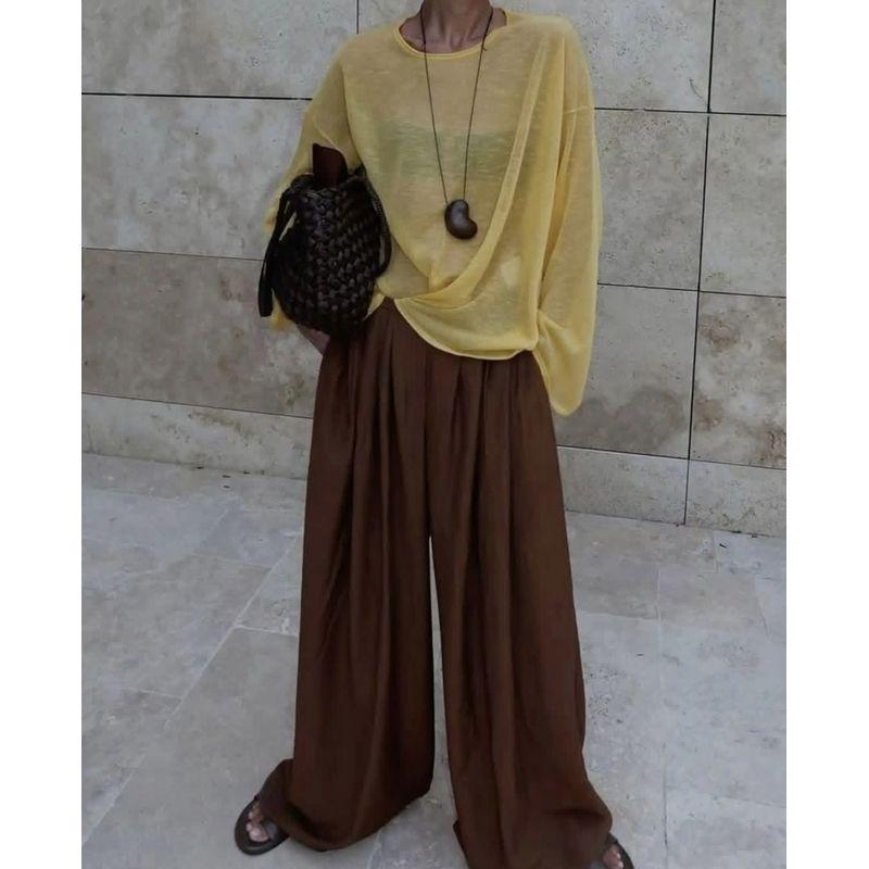 Western Style New Fashion Casual Loose round Neck Long sleeves Shirt Top Loose Long Sleeved Top