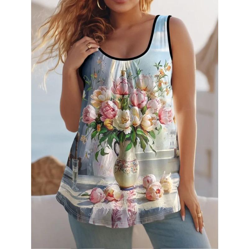 Cute Cat Prints Women's Sleeveless Vest Creative Colorful Leisure Loose Fashionable Comfortable Versatile Summer Vest