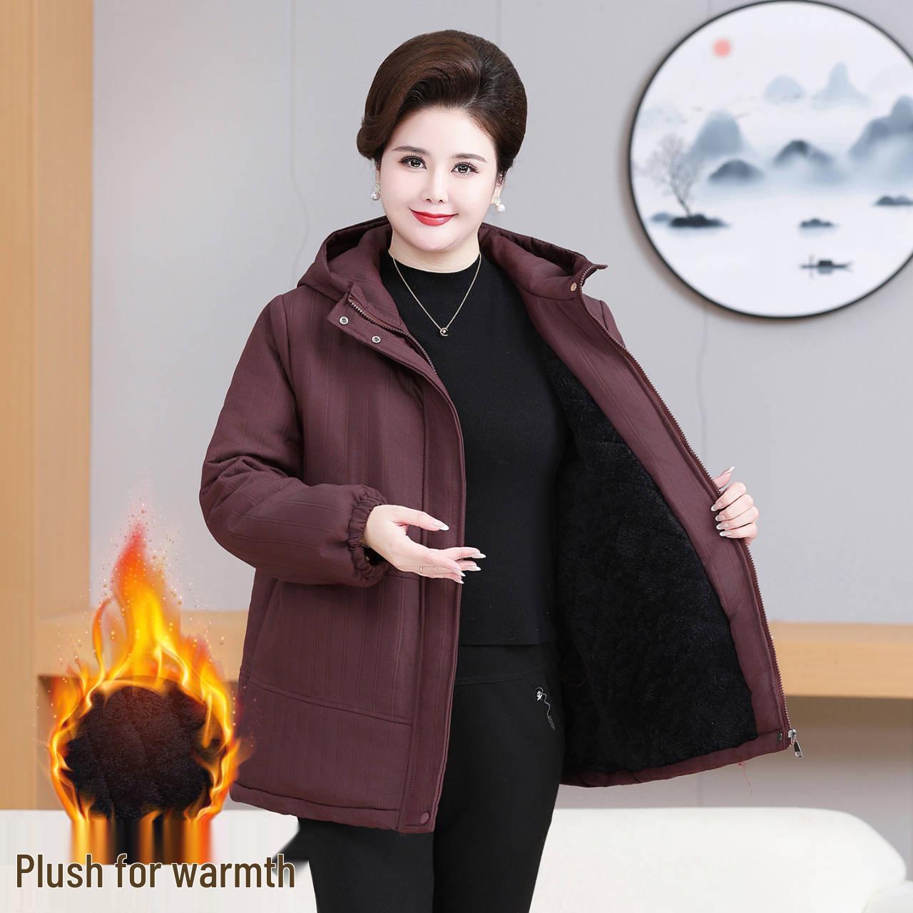 Уютная зимняя куртка на флисовой подкладке для пожилых женщин 4XL