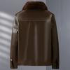 Kurtka skórzana zimowa męska futrzana, jedna swobodna, gruba, pluszowa, skórzana kurtka, ciepłe płaszcze