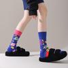 Unisex A/B Style Asymmetrical Cartoon Mid-Calf Cotton Socks