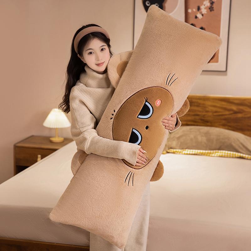 Nowa 60/90cm Urocza Pluszowa Poduszka Długa z Kotem Kreskówkowy Wypchany Pluszak Zabawka Dekoracja Łóżka Kanapy Idealny Prezent Urodziny Boże Narodzenie