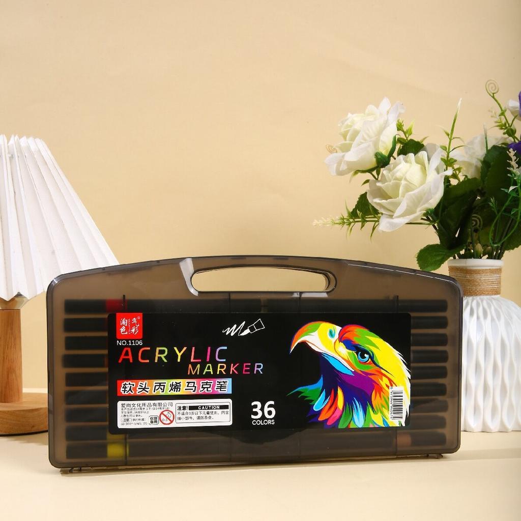 Soft Head Black Box Acrylic Marker Quick Drying Stacking Color Opaque Paper Children Diy Graffiti Art Painting Pen