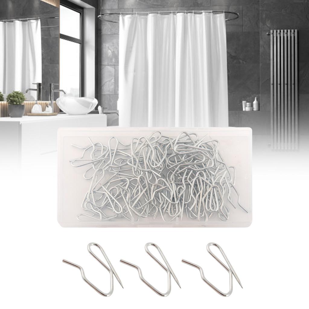 60 st Kraftiga Metallgardinkrokar Rostfria Draperinålar Multifunktionella Gardinnålar för Veckbandsgardiner i Hem
