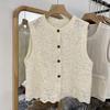 Summer new sweet lace hollow sleeveless vest women's single-breasted loose temperament waistcoat cardigan top