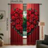 2Pcs Polyester Red Rose Valentines Printing Window Curtains Birthday Party Decoration Backdrop Drapes for Living Room