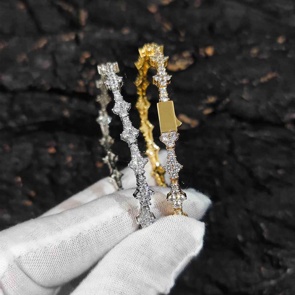 European and American plum Blossom Tennis Chain Hip-hop Bracelet Zircon Fashion Brand Spring Buckle Jewelry