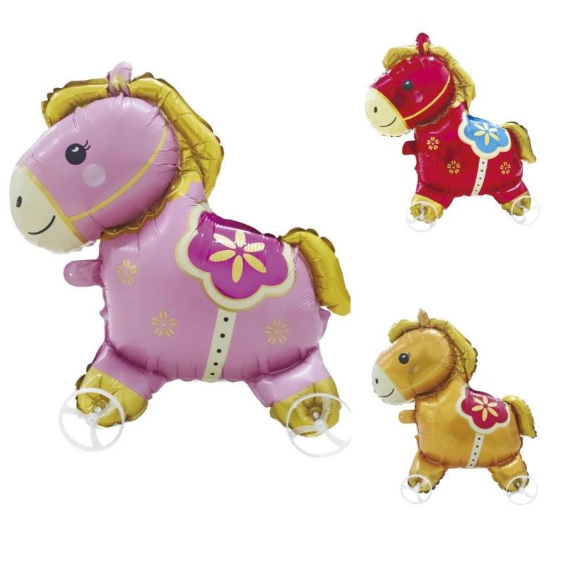 4D Cartoon Foil Balloons Walking Animal Foil Balloon with Wheels Pull for Birthday Party Decor Gift