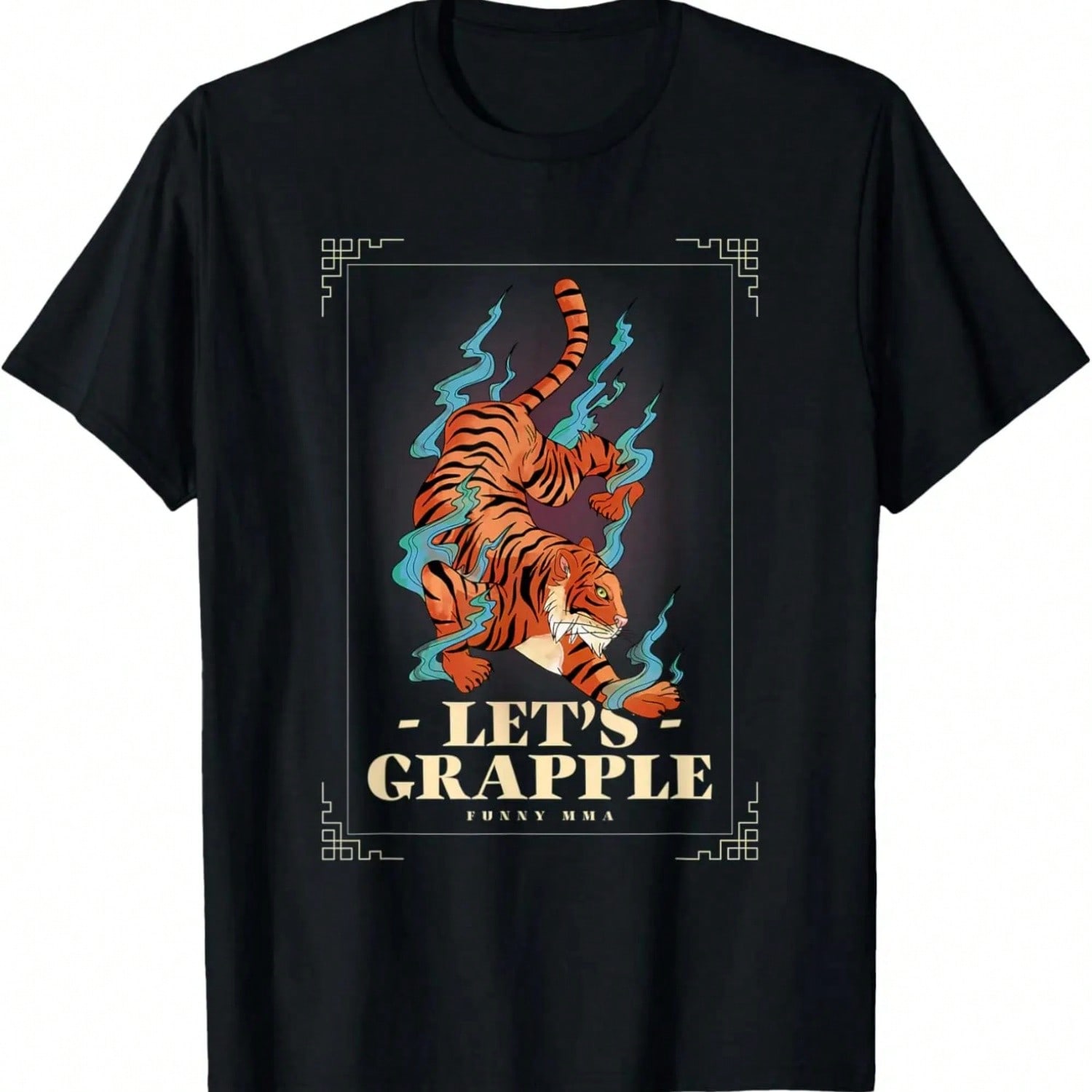 Let s Grapple Chinese Blue Flame Tiger, Jiu-Jitsu, MMA T-Shirt S разноцветный