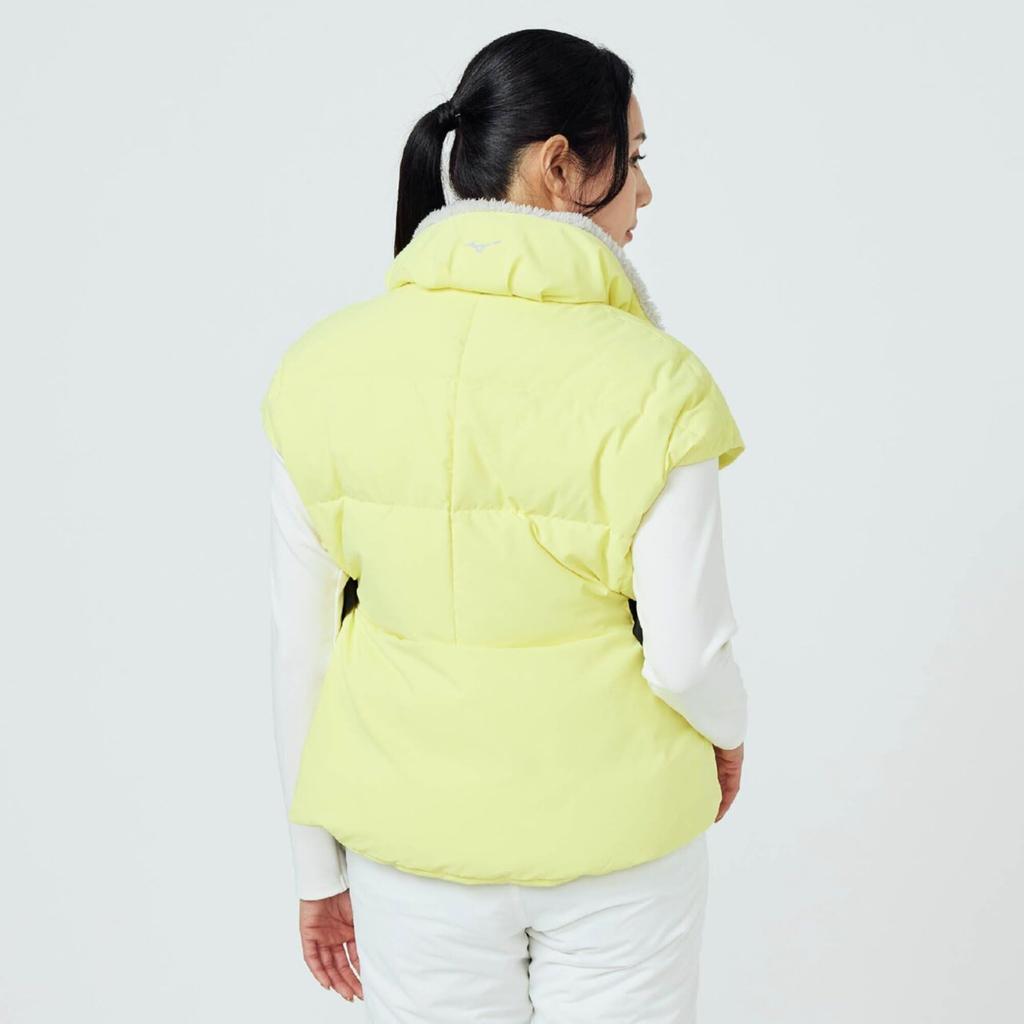 Mizuno Breath Thermo Bulky Down E2MEC702 Vest, Heat-Generating Material, Women's, Yellow,