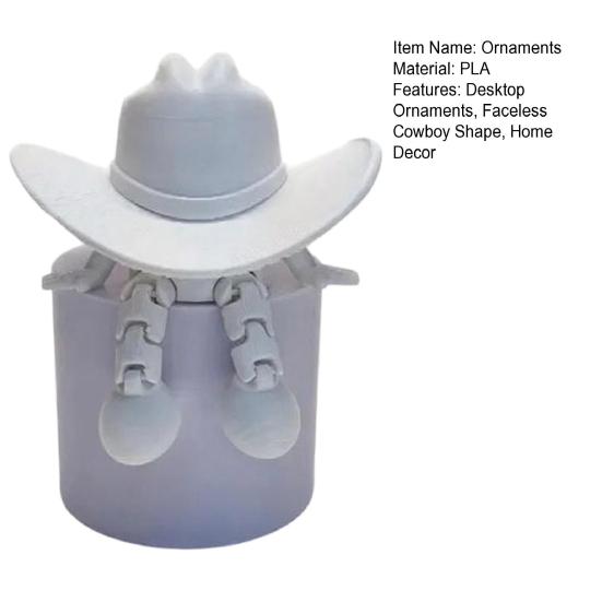 Desktop Ornaments Cowboy Hat Shape 3D Printed Figurine Faceless Funny Adjustable Sitting Posture Desktop Decoration