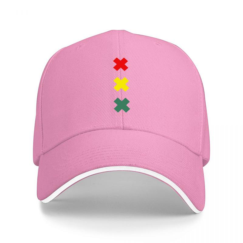 Colorful Cross Pattern Baseball Cap with Red Yellow and Green Symbols on Black Adjustable Hat for Unisex and Women
