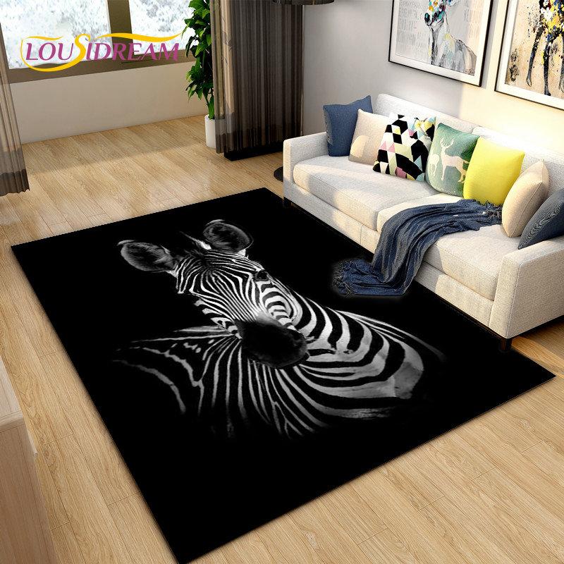 Wild Animal Zebra Area Rug Large,Carpet Rug for Living Room Bedroom Kitchen Doormat Decoration,Children Play Non-slip Floor Mat