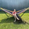 Double Hammock with Steel Stand - 450lb Capacity Includes 2 Anti-Roll Bars & Premium Carry Bag, Backyard & Beach, Hammocks