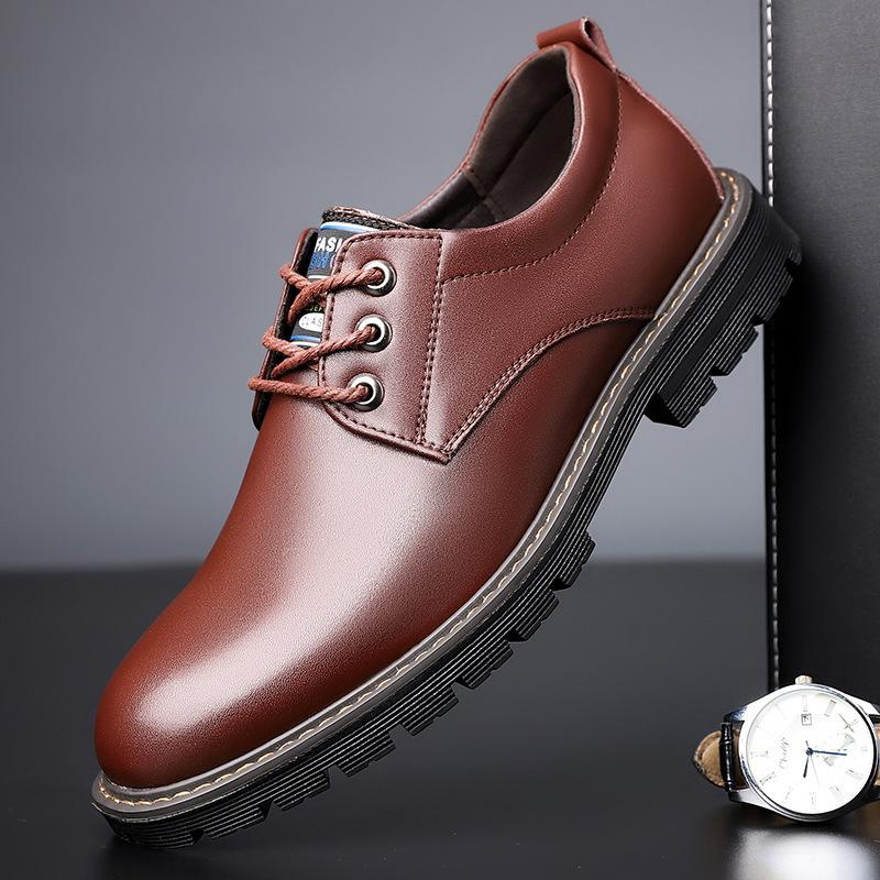 2025 New Men's Martin Boots Men's Trend Big Head British Casual Versatile Low-top Shoes Formal Leather Shoes Men