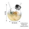 Bicchiere di Vetro a Forma di Globo, Bicchiere di Vetro Creativo Unico, Bicchieri da Cocktail per Mixology Molecolare Bicchieri a Doppia Cannuccia, Bicchieri per Bevande e Succhi