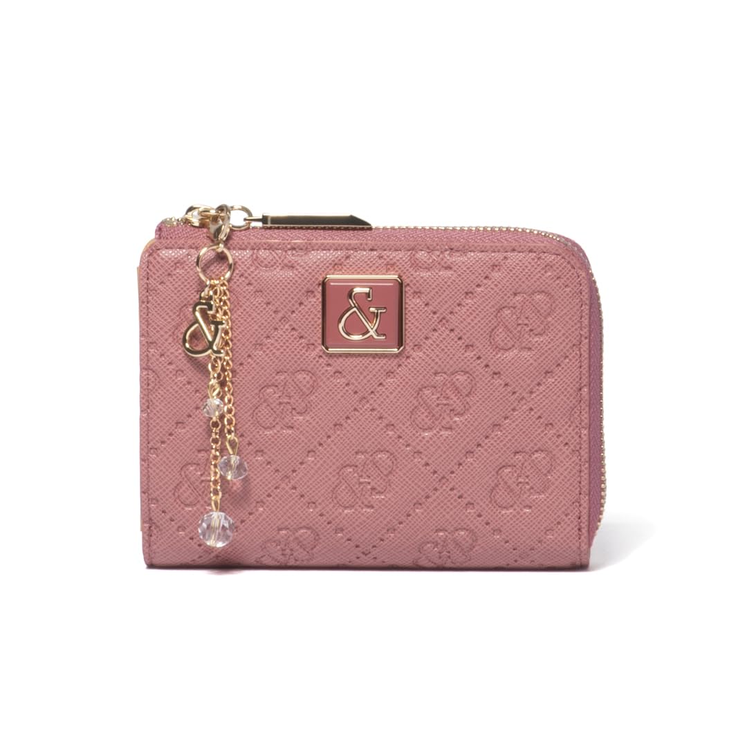 

Pinky & Diane Bifold Wallet & Union Synthetic Leather Embossed Logo Brooch PDLWFDS3 Rose Pink