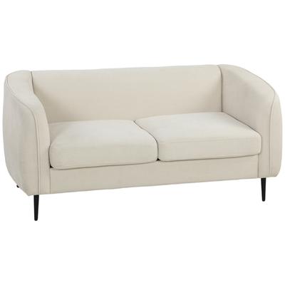 2-Seater Velvet Sofa, Modern Living Room Sofa 160 Cm, Wide Padded Seat, Thick Spring Cushion, Beige