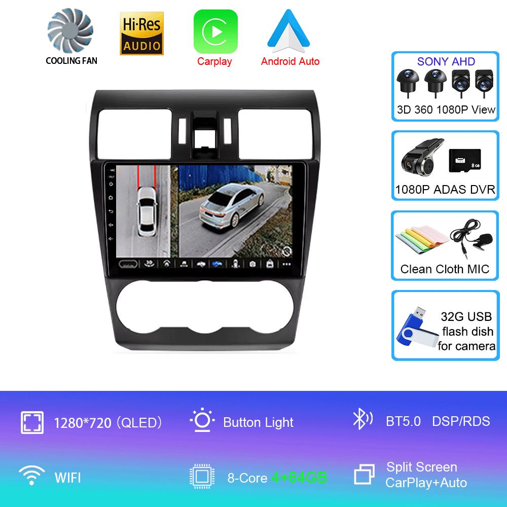 Car Radio Android 14 Carplay Multimedia Player For Subaru Forester 4 SJ XV WRX 2012- 2015 2018 Autoradio GPS Stereo Head Unit
