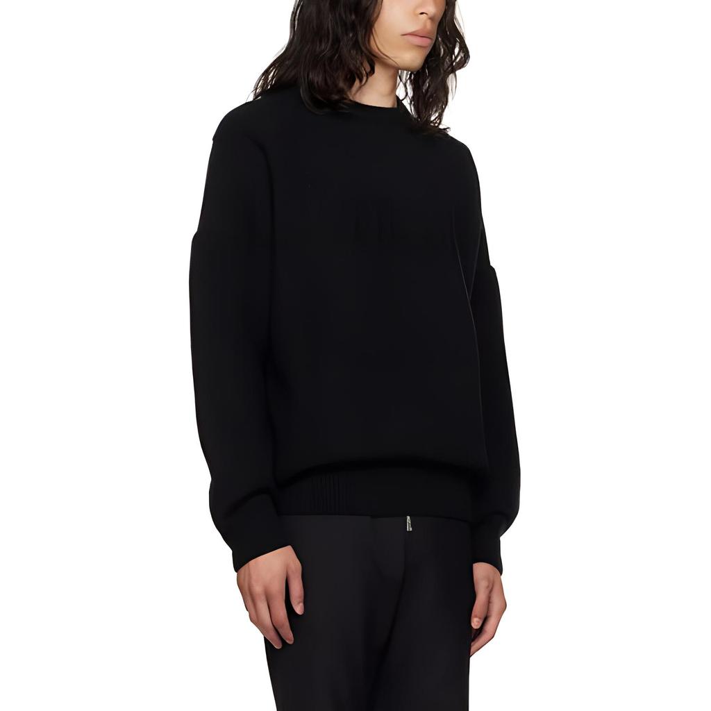 WE11DONE Solid Color Round Neck Loose Fit Long Sleeve Knit Sweater Men sweater Black WD-KT3-23-643-U-BK