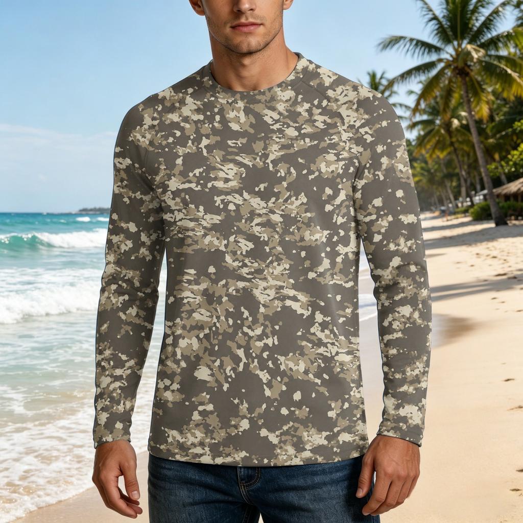 Men's UPF50+ Sun Protection Shirt Long Sleeve Outdoor Stretch Athletic Top Lightweight Quick Dry UV Resistant