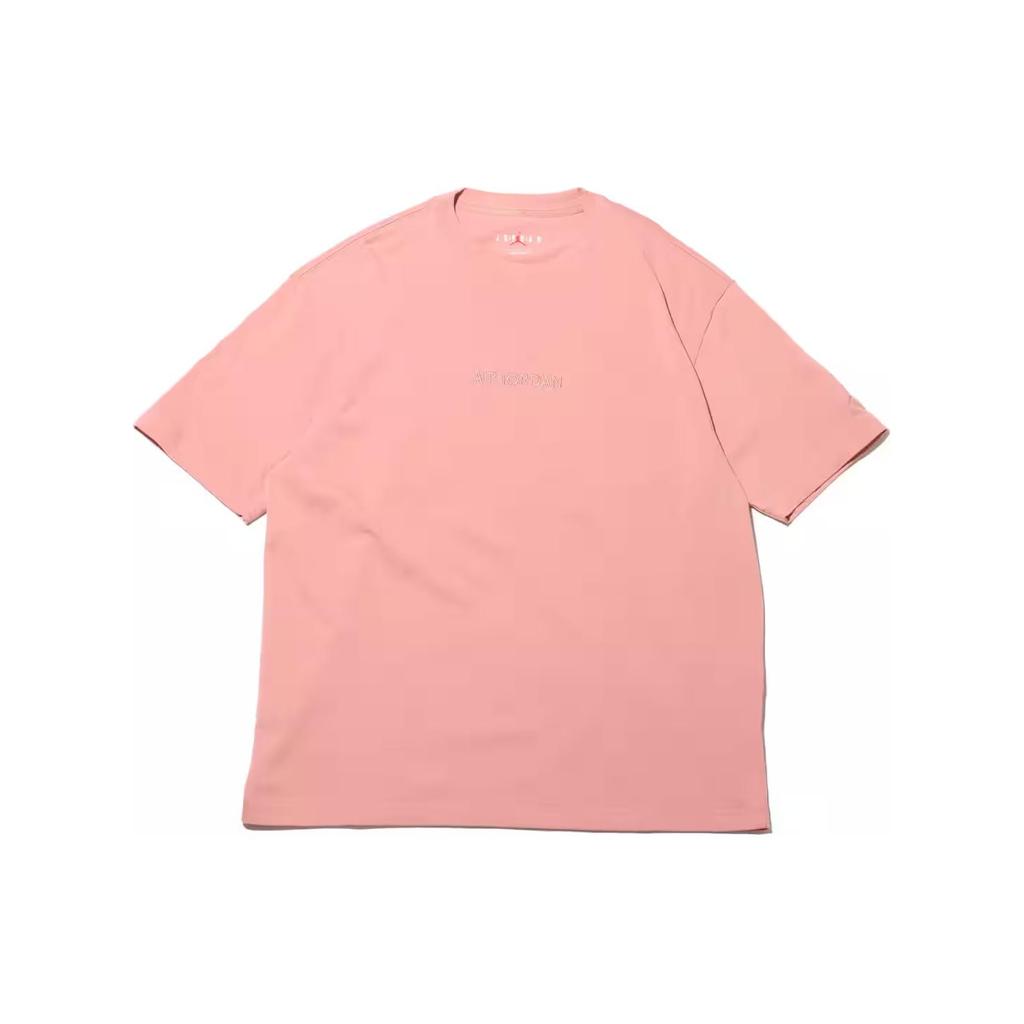 Jordan T Shirts Men's Pink Crew Neck Moderate Straight Fit FJ1970-685