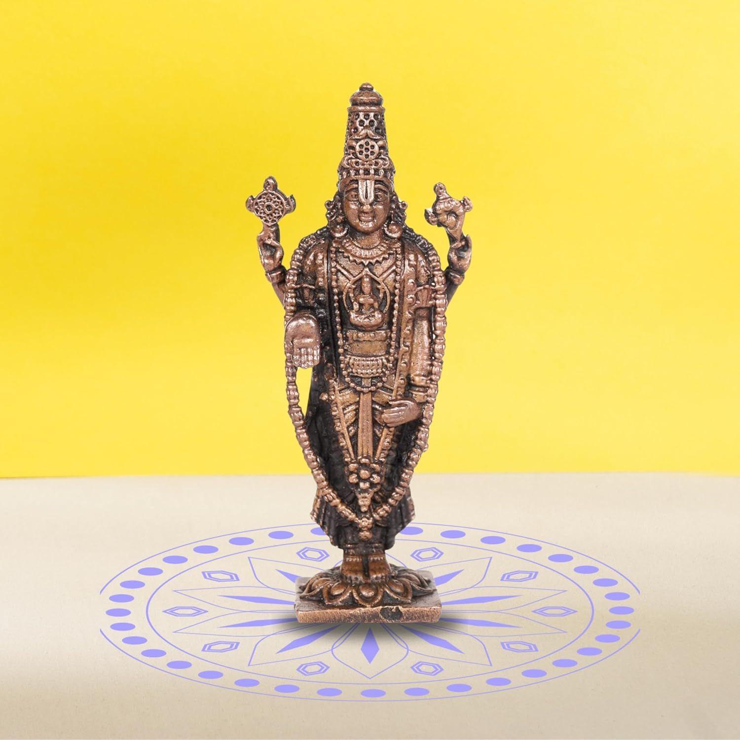 

India Handmade Copper Balaji Idol | 2.25 Inches | Patina Antique Finish