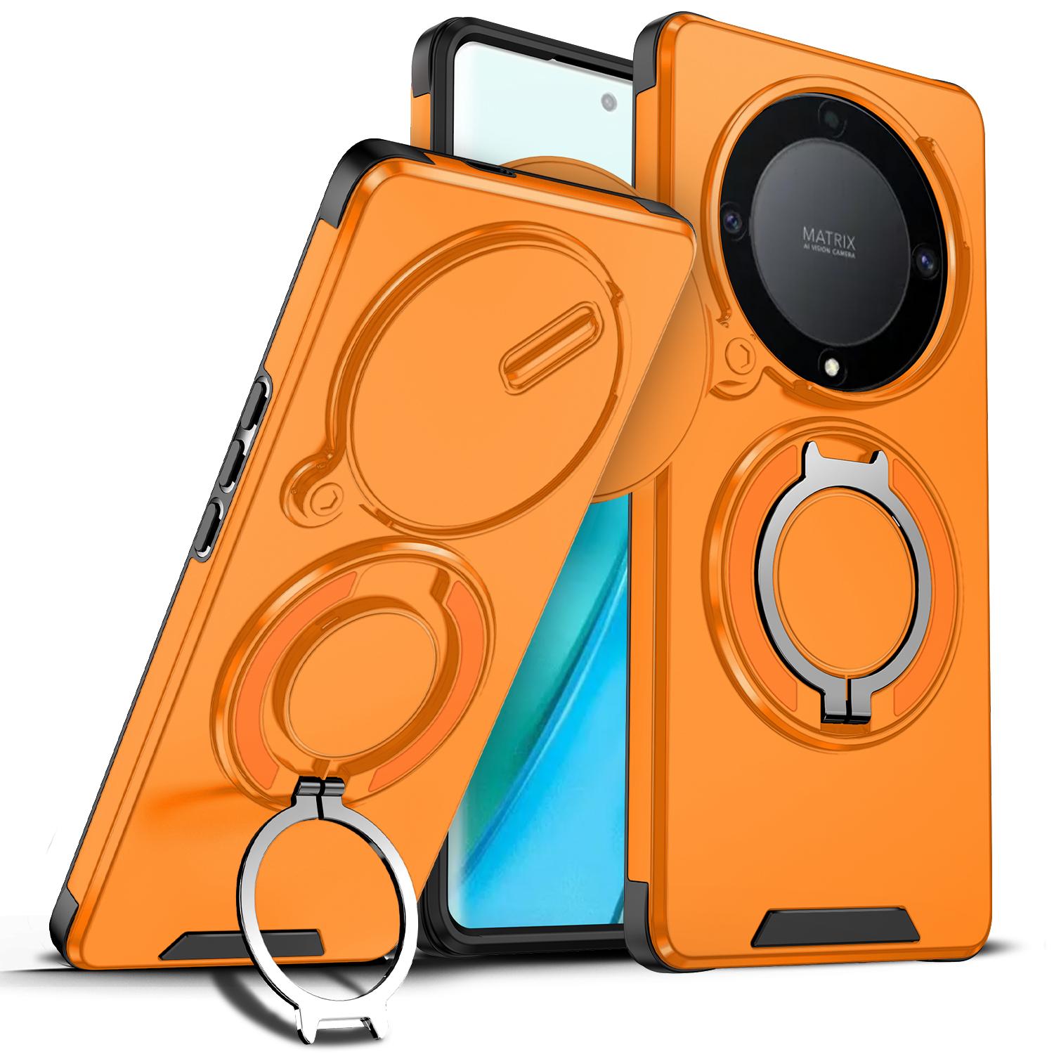 

Чехол-подставка с магнитным кольцом для Honor X9A X9B X9C Smart X60 Pro Magic 5 6 7 Lite, сдвижная защита камеры, задняя крышка из ТПУ и пластика Honor X9C 5G оранжевый