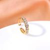 Gold-Plated Geometric Zircon Ring: Women's Fashion Niche Design, Open Adjustable for Index Finger