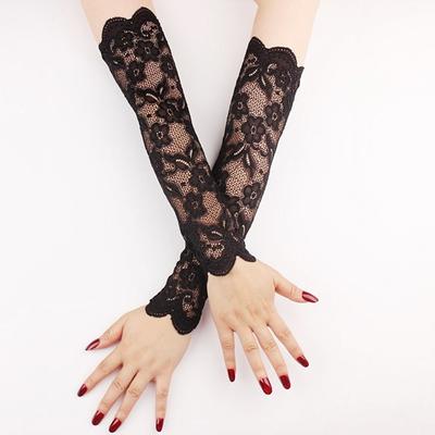 Long Thin Hollow-Out Finger Mittens Arm Sleeves Cycling Gloves Fingerless Gloves