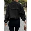 Women's Fashion Casual Solid Color Print Autumn Winter Long Sleeve POLO Neck Jackets  Coats