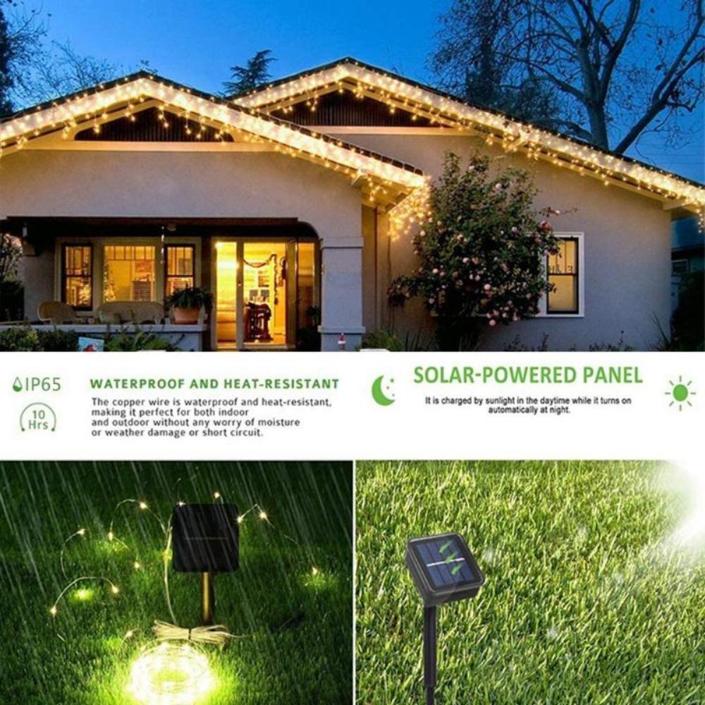 Outdoor Waterproof 8-mode Solar Light String Fairy Tale Light Outdoor Garden Viewing Light Christmas Party Decoration Atmosphere Light