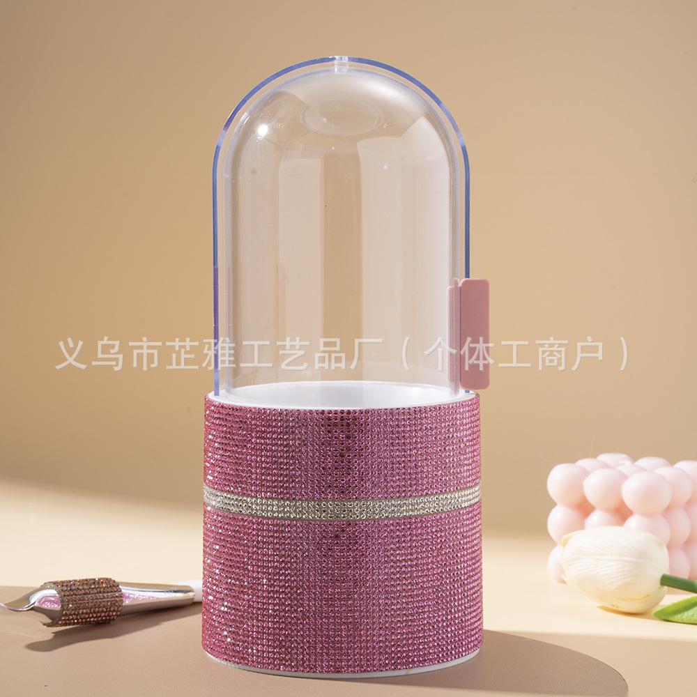 

Rhinestone Makeup Brush Full Set Foundation Small Waist Makeup Brush Tool Storage Box Makeup Brush розовый