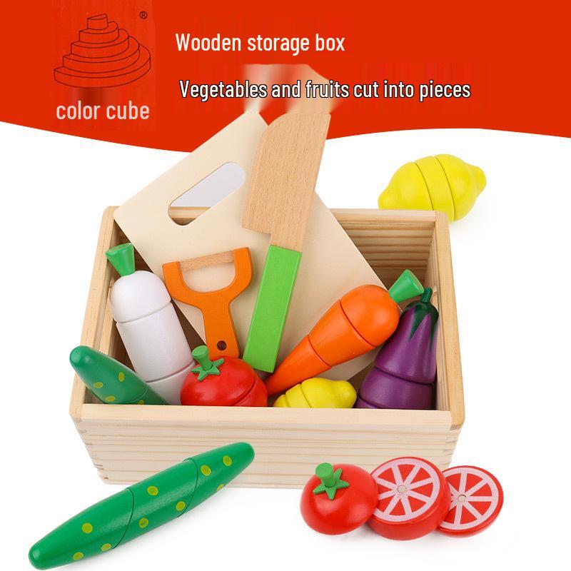 Qie Qie Le Kids' Educational Wooden Kitchen Toy Set: Magnetic Fruits & Vegetables for Ages 4-6