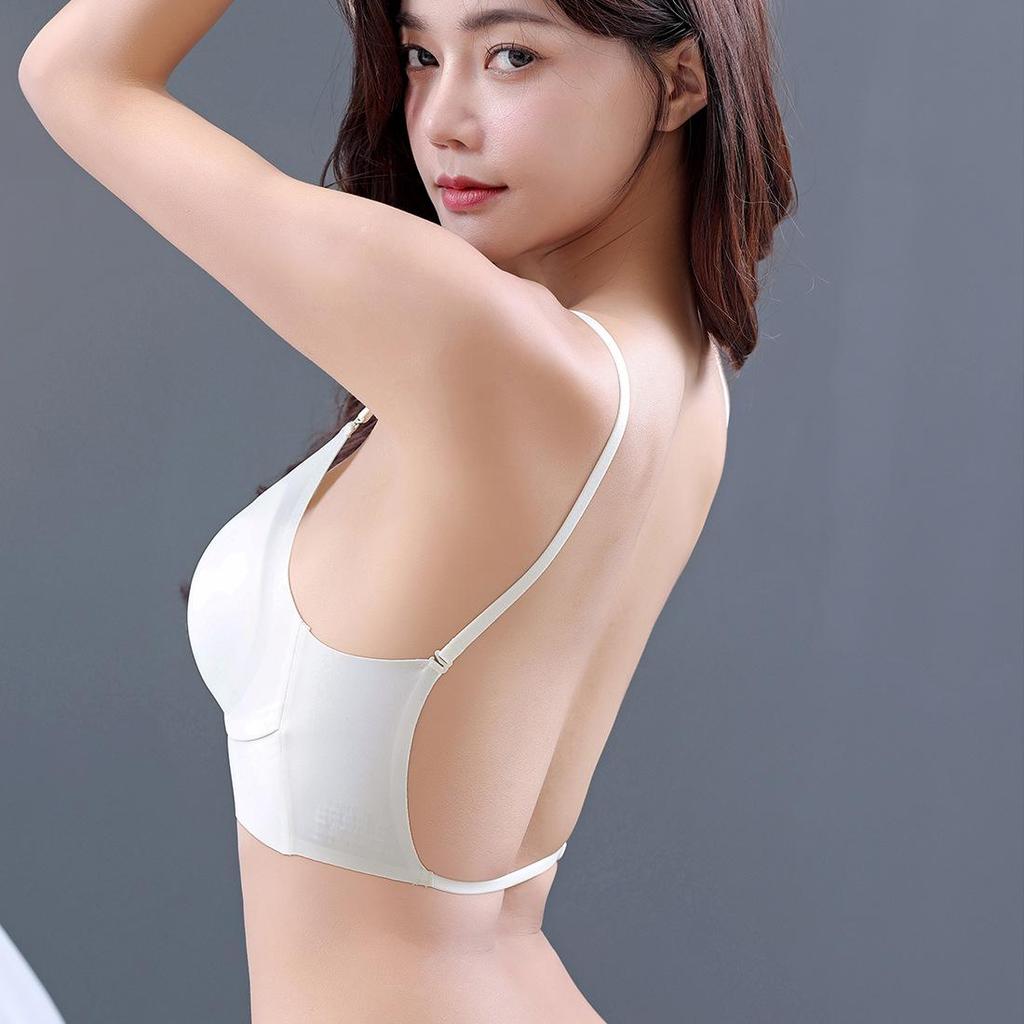 Beautiful Backless Seamless Ice Silk Bra - Women's Thin Summer Wire-Free Push-Up Design