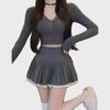 Autumn/Winter Slim V-Neck Sweater & Pleated A-Line Skirt Set